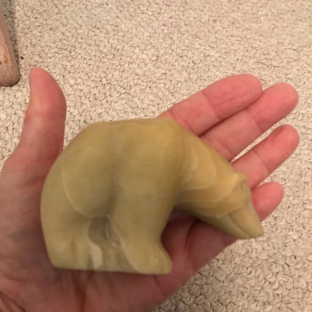 Carved soapstone by Young purchased in Alaska young bear